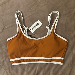 Apricot Brown Sporty Bikini Top